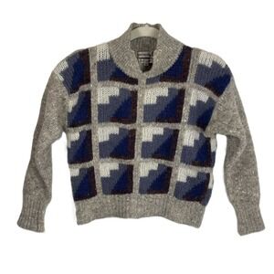 Lauren Hansen Size Med Hand Loomed‎ Wool Sweater Cropped Geometric Knit